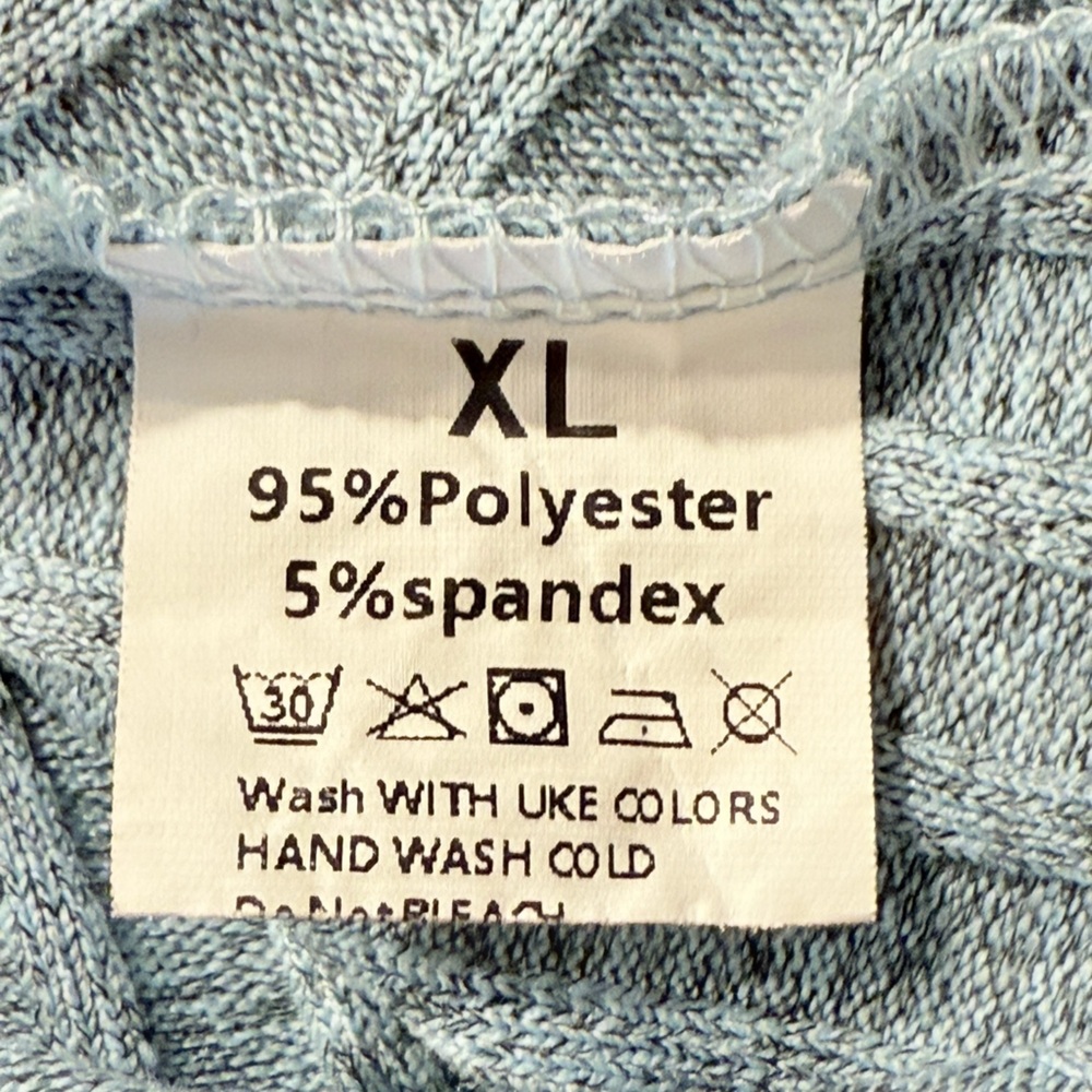 Pale Blue Ribbed Wrap Top with Button Runching - Picture 7 of 13
